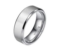 Lirzxin Anillo de compromiso de acero de titanio para mujeres y hombres, anillos de compromiso para mujeres, hombres, parejas, anillo clásico cepillado liso con borde biselado, Acero de titanio, Sin