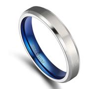 Lirzxin Anillo de compromiso de acero de titanio para mujeres y hombres, anillos de compromiso para mujeres, hombres, parejas, 4 mm, 6 mm, 8 mm de ancho, simple, bicolor cepillado con borde biselado