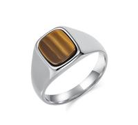 Lirzxin Anillo de compromiso de acero inoxidable para hombre, anillos de promesa de boda para hombre, 12 mm de ancho, simple pulido con piedra, Acero inoxidable, Sin piedra preciosa