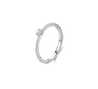 Lirzxin Anillo de compromiso de aniversario para ella, anillos de boda de oro blanco de 18 quilates para mujer, anillo clásico de media eternidad con corazón, moissanita, oro blanco, 9, Oro blanco