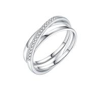 Lirzxin Anillo de compromiso de aniversario para ella, anillos de compromiso de oro blanco de 18 quilates para mujer con cruz redonda de moissanita, anillos de oro blanco, M 1/2, Oro blanco de 9