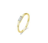Lirzxin Anillo de compromiso de boda para mujer, anillos de oro amarillo de 18 quilates para mujer, anillos rectangulares solitarios simples de moissanita de oro amarillo, 9, Oro amarillo de 9