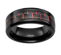 Lirzxin Anillo de compromiso de cerámica para hombre, anillos de promesa de boda para hombre, 8 mm de ancho, patrón tejido de fibra de carbono, Cerámica, Sin piedra preciosa