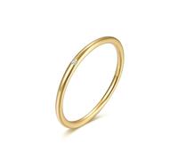 Lirzxin Anillo de compromiso de compromiso para mujer, anillos de oro de 18 quilates para mujer, delicados anillos solitarios redondos de moissanita, oro amarillo, 9.5, Oro amarillo, Moissanita