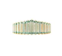 Lirzxin Anillo de compromiso de oro amarillo de 18 quilates para mujer, de lujo, media fila de eternidad con moissanita rectangular verde, oro amarillo, L 1/2, Oro amarillo de 9 quilates, Moissanita