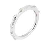 Lirzxin Anillo de compromiso de oro blanco 750 de 18 K, alianzas de boda, anillos de pareja, anillos de amistad, anillo de eternidad simple con moissanita, anillo de boda para mujer y oro blanco, 49