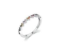 Lirzxin Anillo de compromiso de oro blanco 750 de 18 K, anillos de boda para mujer, diseño de corazón de media eternidad, con piedra natural redonda, multicolor, alianzas de boda, anillos de boda