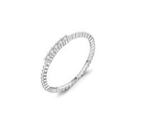 Lirzxin Anillo de compromiso de oro blanco de 18 quilates para mujer, diseño de cuentas de fila simple, anillos redondos de moissanita incrustados, oro blanco, 10, Oro blanco, Moissanita