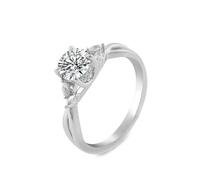 Lirzxin Anillo de compromiso de oro blanco de 18 quilates para mujer, elegante diseño trenzado con moissanita redonda de 1 quilate-3 quilates, oro blanco, M 1/2, Oro blanco, Moissanita