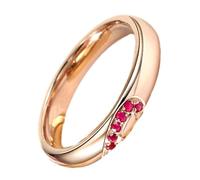 Lirzxin Anillo de compromiso de oro de 18 quilates para él y ella, anillos de boda para parejas, unisex, adultos, diseño de corazón con rubí rojo redondo creado en laboratorio, anillo de oro rosa de