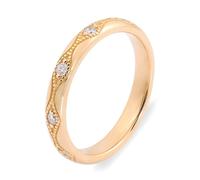 Lirzxin Anillo de compromiso de oro de 18 quilates para mujer, diseño de rombos con moissanita redonda, oro amarillo, M 1/2, Oro amarillo de 18 quilates, Moissanita