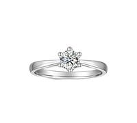 Lirzxin Anillo de compromiso para ella, anillos de boda de oro blanco de 18 quilates para mujer, diseño de corona con 6 puntas solitarias, anillo redondo de moissanita de oro blanco, 6, Oro blanco de
