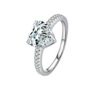 Lirzxin Anillo de compromiso para mujer, anillo de compromiso de oro blanco de 18 quilates para mujer, brillante, media eternidad, corazón, moissanita, anillos de oro blanco de 1,75 quilates, T 1/2