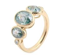 Lirzxin Anillo de compromiso para mujer, anillo de compromiso de oro de 18 quilates para mujer, simple, azul, verde, ovalado, moissanita, oro amarillo, L 1/2, Oro amarillo de 9 quilates, Moissanita