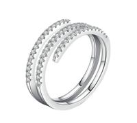 Lirzxin Anillo de compromiso para mujer, anillos de boda de oro blanco de 18 quilates, diseño de líneas con moissanita redonda, oro blanco, M 1/2, Oro blanco, Moissanita