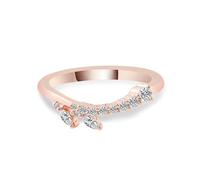 Lirzxin Anillo de compromiso para mujer, anillos de oro rosa de 14 quilates, diseño de hoja con moissanita marquesa redonda anillo simple mujer oro rosa para promesa, 8, Oro rosa de 9 quilates