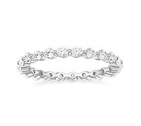 Lirzxin Anillo de compromiso para mujer, oro blanco 750, 18 K, anillos de boda para mujer, diseño de serie eternidad con moissanita, anillos de amistad, anillos de pareja, oro blanco, 18, Oro blanco