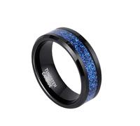 Lirzxin Anillo de hombre de tungsteno, anillo de promesa para hombre, 8 mm, ancho con arena, Tungsteno, Sin gemas.