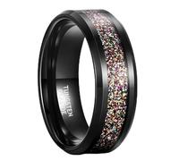 Lirzxin Anillo de hombre de tungsteno, anillo de promesa para hombre, 8 mm, ancho con arena, Tungsteno, Sin gemas.