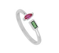 Lirzxin Anillo de mujer de oro blanco 750 de 18 K, anillo de compromiso para mujer, ajustable, diseño abierto, rectangular, laboratorio, esmeralda, anillos de amistad, anillos de pareja, oro blanco