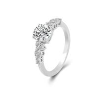 Lirzxin Anillo de mujer de oro blanco de 14 quilates, elegante con 4 puntas, moissanita redondo de 2 quilates, anillo de compromiso de oro blanco para promesa, 18,5, Oro blanco de 14 quilates
