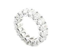 Lirzxin Anillo de mujer de oro blanco de 14 quilates, elegante eternidad de una sola fila con moissanita ovalada, anillo de compromiso de oro blanco para promesa, 16, Oro blanco de 14 quilates