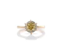 Lirzxin Anillo de oro 750 de 18 quilates para mujer, alianzas de compromiso, anillos de pareja, anillo solitario simple clásico con 6 garras, redondo, citrino, 1 ct - 3 ct, anillo de boda para mujer