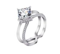 Lirzxin Anillo de oro blanco 750 de 18 quilates para mujer, alianzas de boda, anillos de boda, anillos de pareja, anillos de amistad, diseño hueco con gris claro, cuadrado, moissanita, 1 ct - 3 ct