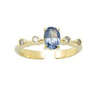 Lirzxin Anillo de oro de 18 quilates para mujer, oro 750, anillos de compromiso, ajustable, diseño abierto con topacio ovalado de 1,5 quilates y moissanita, anillos de boda, anillos de boda, anillos