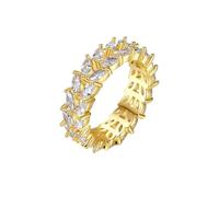 Lirzxin - Anillo de oro de 9 quilates para mujer, anillo de compromiso para mujer, diseño de doble fila con moissanita, anillo de compromiso, diseño de hojas elegantes de doble fila con alianzas de