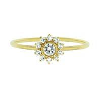 Lirzxin Anillo de oro para mujer de oro auténtico 750 de 18 K, anillos de compromiso para mujer, diseño de flor simple con moissanita, anillos de amistad, anillos de pareja, oro amarillo, 61 (19.4