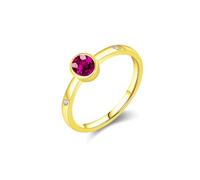 Lirzxin Anillo de oro para mujer de oro auténtico 750 de 18 K, anillos de compromiso para mujer, sencillo, ovalado, laboratorio, creado con rubí de 0,4 quilates y redondo, moissanita, anillos de boda