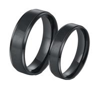 Lirzxin Anillo nupcial para mujer y hombre, anillos de compromiso de acero inoxidable, redondo, sencillo, mate, cepillado, 6/8 mm, personalizable, alianzas/boda, negro, Donna Misura 20 & Uomo Misura