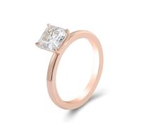 Lirzxin Anillo para mujer de compromiso, anillos de oro rosa de 14 quilates simple solitario moissanita cuadrado de 1 ct-3 ct anillo simple mujer oro rosa para promesa, 12, Oro rosa de 18 quilates