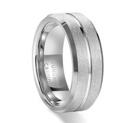 Lirzxin - Anillo para mujer, hombre, tungsteno, para mujer, hombre, anillo de compromiso, promesa, anillos de pareja de 8 mm, ancho mate con ranurado, Tungsteno, Ninguna piedra preciosa