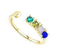 Lirzxin Anillos alianza mujer, anillo de boda oro 18 K diseño abierto ajustable con corazón turmalina sintética anillo compromiso boda oro amarillo para madre, novia, novia, 6,75, Oro amarillo de 9