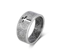 Lirzxin Anillos de acero inoxidable para hombre, alianzas de compromiso, anillos de boda, anillos de pareja, anillos de amistad, para hombres, 10 mm de ancho, huecos, diseño de cruz, anillo de