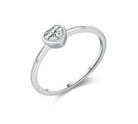 Lirzxin Anillos de aniversario para mujer, anillo de eternidad de oro blanco de 18 K moissanita con corazón de 0,25 ct solitario brillante simple anillos de compromiso boda de oro blanco para novia