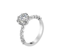 Lirzxin Anillos de boda, anillo de compromiso para mujer de oro blanco de 14 quilates, media eternidad con moissanita redondo de 1 ct anillos de mujer simples de oro blanco para promesa, 11, Oro