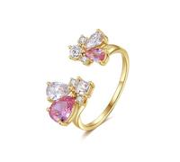 Lirzxin Anillos de boda de oro 585 de 14 quilates, anillo de compromiso para mujer, ajustable, con gotas de agua, turmalina, moissanita, oro amarillo, 63 (20.1), Oro amarillo 585 de 14 quilates