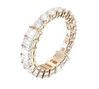 Lirzxin Anillos de boda de oro 750 de 18 quilates, alianzas de boda, anillos de pareja, anillos de amistad, anillo de eternidad, serie con moissanit redondo y rectangular, anillo de compromiso para