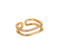 Lirzxin Anillos de boda de oro 750 de 18 quilates, anillos de pareja para mujer, ajustables, abiertos, sencillos y huecos, diseño redondo con diamantes creados, anillos de compromiso, oro amarillo, 20