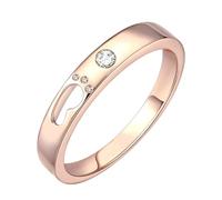 Lirzxin Anillos de boda de plata de ley 925 para hombres y mujeres, anillos de compromiso simples para parejas, unisex, diseño de huella hueca con diamante redondo creado en laboratorio, oro rosa, I 1
