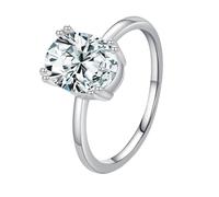 Lirzxin Anillos de boda para mujer, anillo de oro blanco de 18 quilates elegante solitario ovalado moissanita 2ct anillo compromiso boda oro blanco para madre, novia, novia, 17, Oro blanco de 9