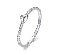 Lirzxin Anillos de boda para mujer, anillo de oro blanco de 18 quilates moissanita redondo con media eternidad corazón simple anillo compromiso boda oro blanco para mamá, novia, novia, 10, Oro blanco