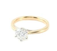 Lirzxin Anillos de compromiso, anillos de oro amarillo para mujer de 14 quilates solitario clásico con 6 puntas moissanita redondo de 1 ct-3 ct anillo de boda mujer oro amarillo para promesa, 16, Oro