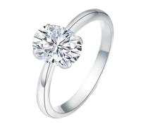 Lirzxin Anillos de compromiso de aniversario para mujer, oro blanco de 18 quilates, anillos de promesa para mujer, anillo clásico solitario de 4 garras ovalado, moissanita de 0,5 quilates, oro blanco