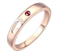 Lirzxin Anillos de compromiso de oro de 14 quilates para mujeres y hombres, anillos de boda para parejas, unisex, diseño de huella hueca, anillo de rubí y moissanita creado en laboratorio rojo, oro