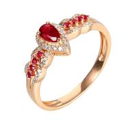 Lirzxin Anillos de compromiso de oro rosa de 9 quilates para mujer, elegante anillo de boda de 0,31 quilates, rubí y moissanita creada en laboratorio, oro rosa, L 1/2, Oro rosa de 9 quilates, Rubí