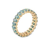 Lirzxin Anillos de compromiso para mujer, anillo de compromiso de oro amarillo de 18 quilates, anillo de promesa para mujer, fila de eternidad con esmeralda ovalada verde, anillos de oro amarillo, 5.5